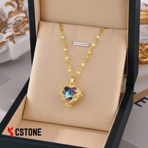 Golden Heart Pendant Necklace - Image 3